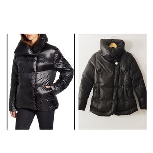 Soia & Kyo Down Black Puffer Wrap Style Jacket with High Neck Brand New